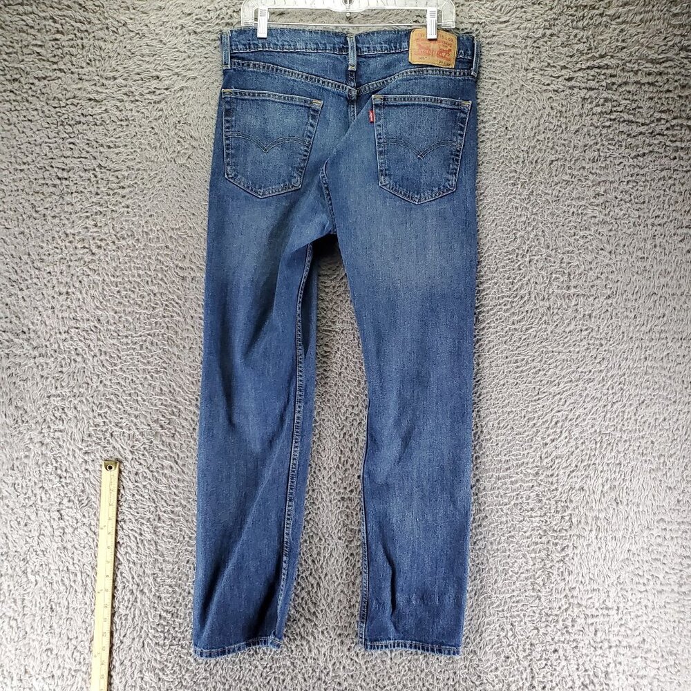 Levis Jeans Mens 34x32 Blue 505 Regular Fit Straight Leg Stretch Denim